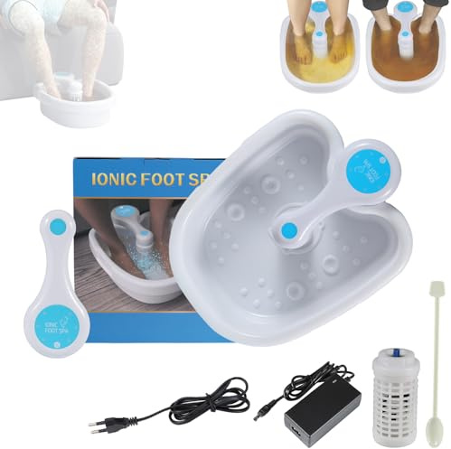 Ionen Fußbad Detox mit Fußsensor, Tragbar Elektrolyse Fußbad Entgiftung Set, Faltbare Fußbadewanne mit Komplett-Zubehör für zu Hause & Reisen, Professionell Fußpflege