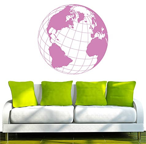 WANDTATTOO w666 Globes Wall Sticker 96 x 95 cm Lilac - Decoration Window Film - Wall Sticker - Children's Room Living Room Bedroom Kitchen Bathroom Office Hotel