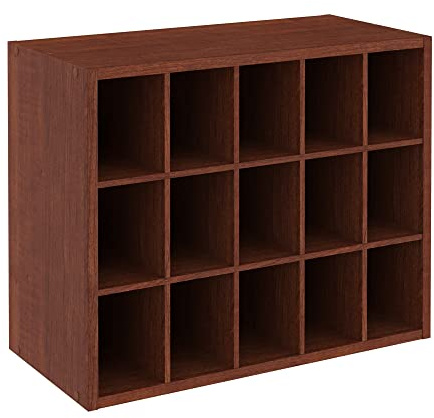 ClosetMaid 15 Cube Stackable Storage Organizer for Shoes, Bags, Crafts, Hobbies with Wood Shelves, for Closet, Entryway or Mudroom, Dark Cherry