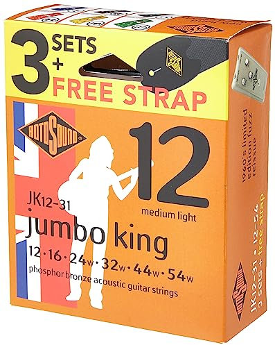 Rotosound JK12–31 F Akustische Gitarrensaiten mit Gurt (3er-Pack)