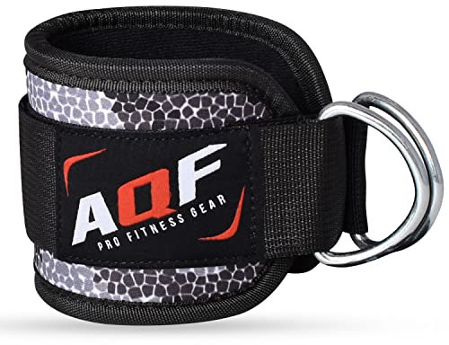 AQF Ankle Straps for Cable Machines Attachment - Neoprene Padded Gym Wrist Cuff Legs Extensions Curls, Kickbacks, Weightlifting Hip Abductor, Abs, Glute Workout (Grey Camo, Single)