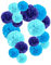 Recosis 18 Stück Seidenpapier Pompoms Blumen Ball Dekorpapier Kit für Geburtstag Hochzeit Baby Dusche Parteien Hauptdekorationen und Partei Dekoration - Dunkelblau, Blau und Hellblau