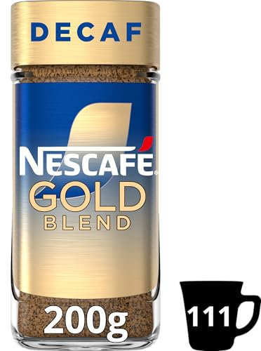 NESCAFÉ Gold Blend Decaf Premium Instant Coffee, Rich Aroma and Smooth Taste Gold Blend Decaf Coffee, 200g (Pack of 1)