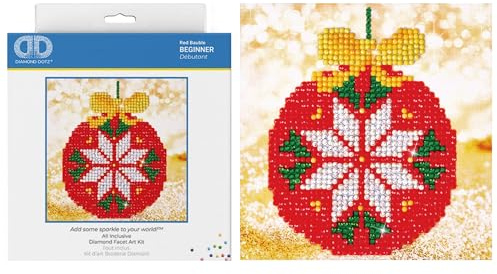 DIAMOND DOTZ Painting, Beginner Kit, Red Bauble, 13.5 x 13.5cm