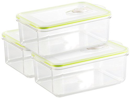 Rosenstein & Söhne Vakuumierdose: Vakuumier-Box f.Handvakuumierer, 1,3 L. Volumen, 21,5 x 13,8 cm,3erSet (Vakuumierbehälter, Vakuumboxen, Vakuum Beutel)