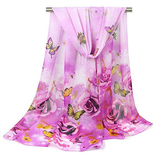 Dancila Dames Foulards En Soie Femmes Floral Imprimé Soie Mousseline De Soie Foulard Écharpe Wrap Foulards Foulard 155 * 50cm Châles Tube Écharpe
