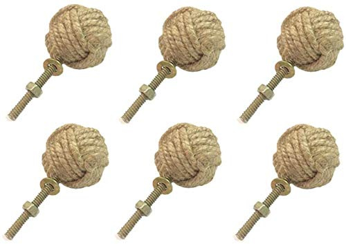 Samara Nautical 6 Stück Schrankknoten Seil Knauf / Jute Türknäufe Strand Meer Home Decor Geschenk A