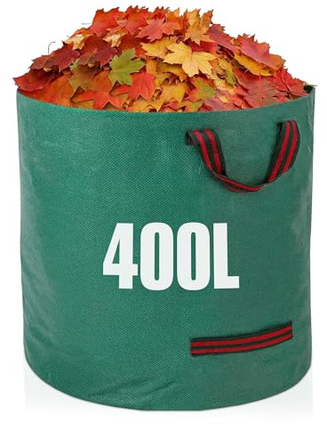 GroundMaster 400L Garden Waste Bags with Handles, Pack of 2, Heavy Duty | 150GSM woven polypropylene garden bags with UV protection, waterproof construction, reinforced handles & flexible hoop design