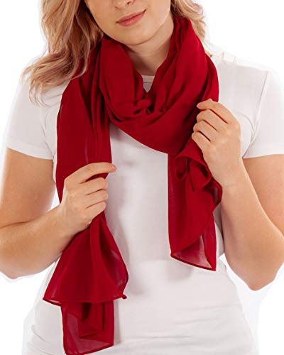 DOLCE ABBRACCIO by RiemTEX Schal Damen PRIMAVERA XXL Schals & Tücher in Rot Chiffontücher Damenschals Halstücher Stola für Hochzeitskleid Tuch aus Chiffon Sommer Frühling Ganzjährig (Bordeaux)
