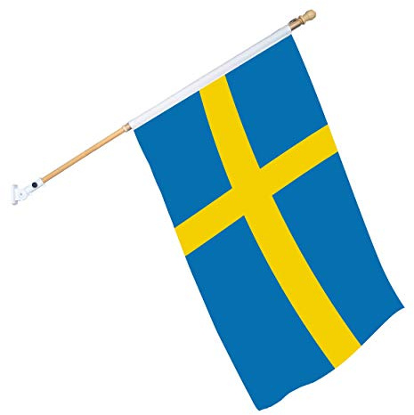 Nationenflagge 150 x 90 inkl. Roll Over Stab und Wandhalterung (Schweden)