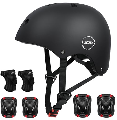 XJD Kids Bike Helmet Set for 3-5-8-14 Years, Knee Elbow Pads Wrist Guards