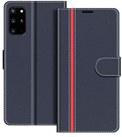 COODIO Handyhülle für Samsung Galaxy S20 Plus Handy Hülle, Samsung Galaxy S20 Plus Hülle Leder Handytasche für Samsung Galaxy S20 Plus Klapphülle Tasche, Dunkel Blau/Rot