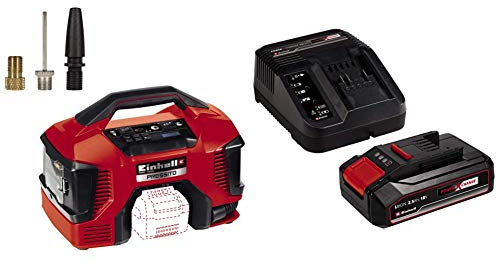 Einhell Compressore a batteria TE-AC 36/6/8 Li OF Set Power X-Change, Li-Ion, 2x 18 V, max. 8 bar, serbatoio da 6 Litri, motore senza olio, incl. accessori+ 2,5 Ah Power X-Change Batteria