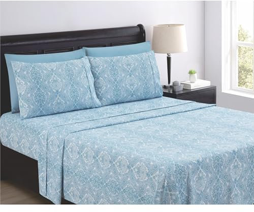Spirit Linen Home 6-teiliges Paisley-Bettwäsche-Set, hellblau