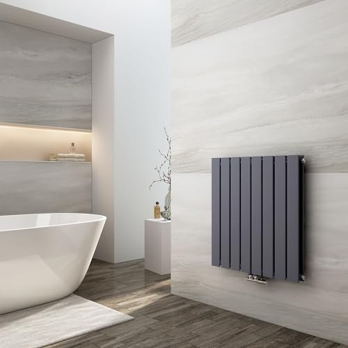 EMKE Heizkörper Flach 630x620mm, Design Flachheizkörper Moderne Heizkörper Horizontal Paneelheizkörper Seitenanschluss Doppellagig Wandheizkörper Anthrazit 826 Watt