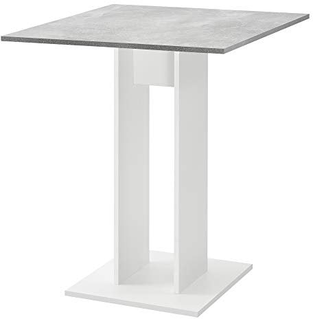 [en.casa] Küchentisch 'Lindesnes' 65 x 65 x 78 cm Säulentisch Quadratisch Esszimmertisch aus Spanplatte Speisetisch Tisch Weiß/Beton-Optik