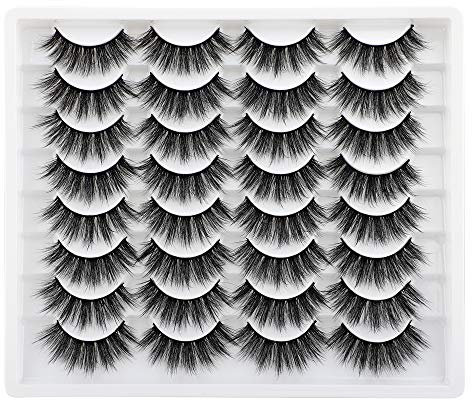 JIMIRE Lot de 16 paires de faux cils volumineux naturels 3D imitation vison