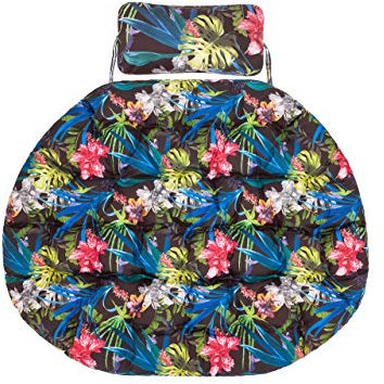 Hängesessel Kissen, Auflage für Polyrattan/Rattan Hängeschaukel, Polster, Hängekorb, Schaukel Korb, Rückenkissen in der Farbe Bunte Bläter