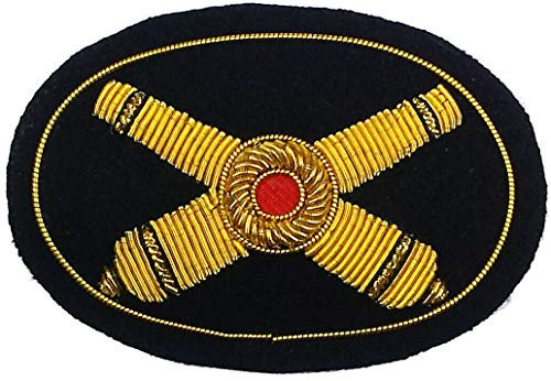 Badge doré tressé en forme de canon Kepi - 7 x 5 cm