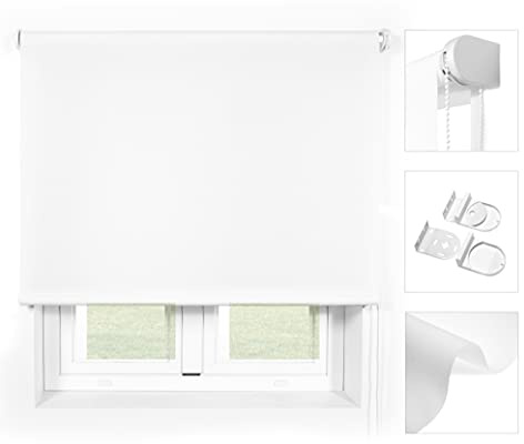 Blindecor Ara Premium | Store uni translucide de haute qualité - Blanc, 170 x 240 cm (largeur x hauteur) | Taille du tissu 167 x 235 cm. Stores de fenêtre