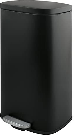 Spirella Mülleimer, Abfalleimer, Treteimer für die Küche, 50 Liter, Softclose, Inneneimer aus Kunststoff, mit Fußpedal Schwarz