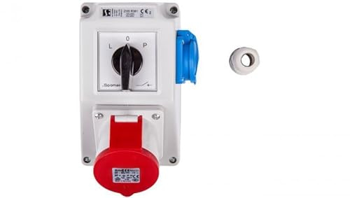 Installationssatz mit 32A Sockel 4P+2P+Z (L-0-P) rot ZI05R361 Spamel 5907723003194
