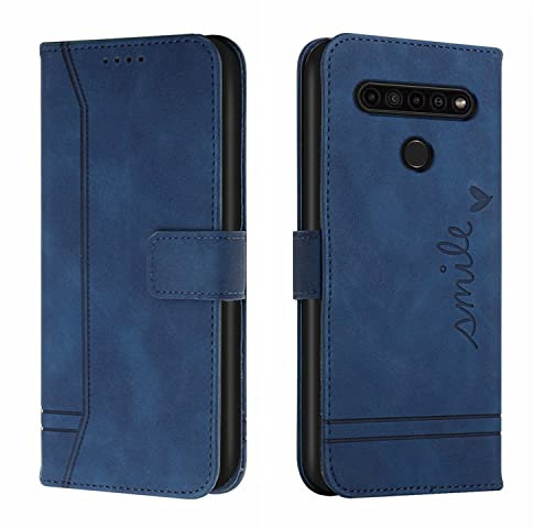 QIWEIQING Kompatibel mit Handyhülle für LG K41S Hülle Leder, LG K51S Klapphülle Handytasche Case für LG K41S / LG K51S Handy Hüllen,Blue HX