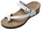 JOMIX Sommer Sandaletten Damen Leder Zehentrenner Schnalle Zehenring Keilabsatz Sandalen Bequeme Weiche Kork Fußbett (01 Weiß, 38 EU)