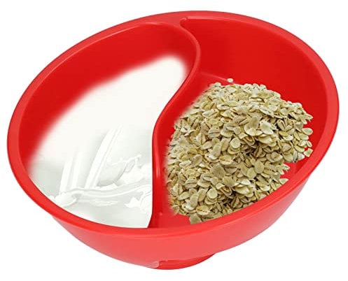 Anti Soggy Cereal Bowl, Divided Bowls for Kids and Adults, Stackable Separated Snack Bowl for Ice Cream Yogurt Berries French Fries (Red)