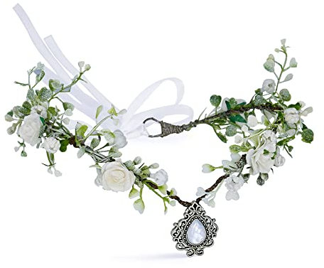 MOSTORY Waldfeen-Blumenkrone – Blumen-Elfen-Kopfbedeckung für Frauen, Renaissance-Accessoires, Cosplay, Halloween, Weihnachten