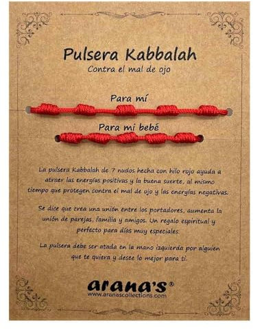 arana's - Pulsera siete nudos roja mujer hombre niños bebés - Para el mal de ojo - Hilo rojo protección energía negativa - Amuleto de la buena suerte y la amistad - Prosperidad familia amigos parejas