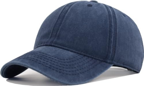 TSSGBL Baseballkappe, Vintage-Stil, Baumwolle, gewaschen, Used-Look, unstrukturiert, niedriges Profil, verstellbar, für Männer und Frauen, M/L/XL/XXL, Marineblau (gewaschen), XL/XXL