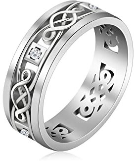 Triquetra Trinity Knoten Ring Hexen Knoten Irischer Keltischer Knoten Claddagh-Ring Edelstahl Nordischer Wikinger Ring Band Schmuck für Männer, Frauen, 8, Edelstahl, Kein edelstein
