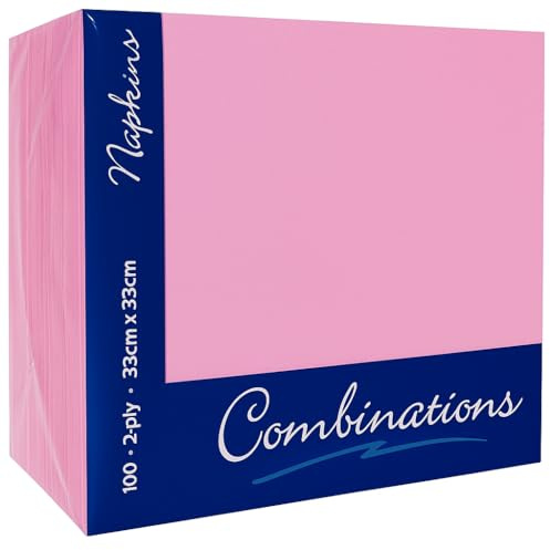 ISUPLI 100 x Rose Pink Paper Napkins | 2-Ply Soft & Absorbent Disposable Serviettes 33x33cm | Ideal for Dining, Parties, Hand Towels, Tea Towels, Halloween & Event Use