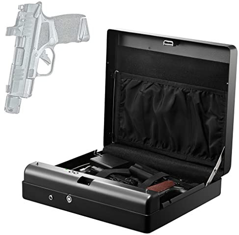 TEHONGMAI Biometric Gun Safes for Pistols, Gun Safe, Quick-Access Pistol Safe, Portable Fingerprint Handgun Safe Gun Lock Box for Home Bedside Nightstand Car