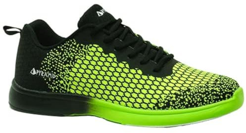 Pyramid Men's Path Lite Seamless Mesh Bowling Shoes, Black/Voltage Lime, 9 UK
