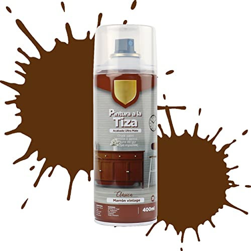 Etrexonline Pintura en Spray Ultra Mate a la Tiza, Chalk Paint Spray, Ideal para Metal,Madera y Cerámica, Acabado de Estilo Vintage - Colores Marrón Vintage (400ml, 1 Unidad)