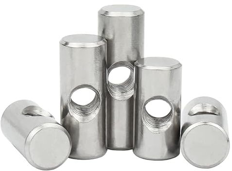 304 Edelstahl-Kreuzloch-Zylindermutter M4 M5 M6 Bolzen Zylinderstiftdübel Holzmöbel eingebettete Verriegelungs-Langmutter 2/3/4 Stück (Size : OD8 M5x10(4PCS))