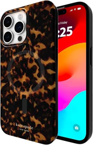 Kate Spade New York Case for iPhone 15 Pro Max, Compatible with Mag Safe - Transparent Tortoise