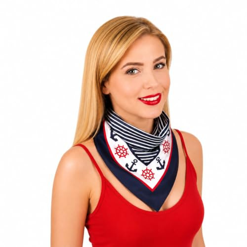 Das Kostümland Matrosen Halstuch - Marine Bandana mit Anker | 55x55cm