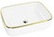 LAVITA Galera Gold Line Vasque à poser, rectangulaire, sans trop-plein et trou de robinet, en porcelaine de qualité supérieure, 50,5 x 40 x 14 cm, blanc/doré