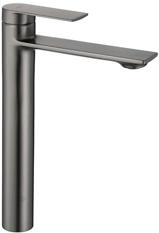 Rea Waschtischarmatur STORM TITANIUM HIGH Wasserhahn Bad Badarmatur aus Messing Armatur für Waschbecken Badezimmer Mischbatterie Waschbecken Einhebel (Titan)