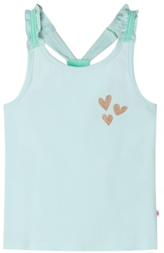 vidaXL Kinder Tank Top mit Glitzer-Herz Mädchen Unterhemd Ärmellos Helles Minzgrün 140