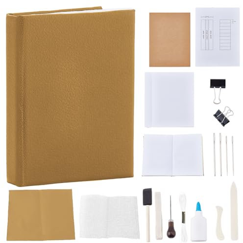 WEBEEDY DIY-Buchbindeset für Anfänger Buchbindezubehör-Set Mit Werkzeugen Für Buchbindehandwerk Und Nähzubehör A6-Buchherstellungsset Komplett Tagebuch Bastelset Für Erwachsene,Khaki