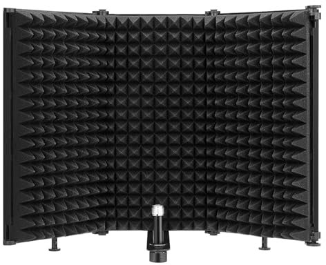 Bouclier d'isolation de Microphone, Micro de Studio, réflecteur en Mousse insonorisant, Pare-Vent, 3 Panneaux