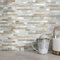MOFIT - Piastrelle autoadesive 3D in mattoni in pietra, per cucina, piastrelle autoadesive da parete, piastrelle a mosaico lineari in marmo per bagno, camino, vanità (marrone castello, 10 fogli)