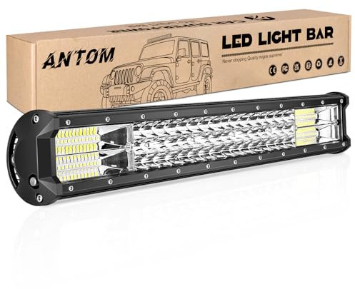 AnTom LED luz de trabajo 20.47 pulgadas 52CM 288W faro auxiliar barra de luz led barra 12v proyector impermeable faro led para vehículo de motor coche césped tractor camper baca bosque vehículo todo