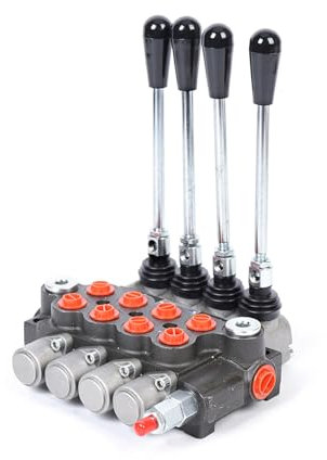 HOARLICN Hydraulisches Wegeventil, 3600 Psi 40 L/Min 40l 4fach Handsteuerventil Handhebelventil Monoblock Anschluss Joystick Steuerventil Für Landwirtschaft Baumaschinen Industrie