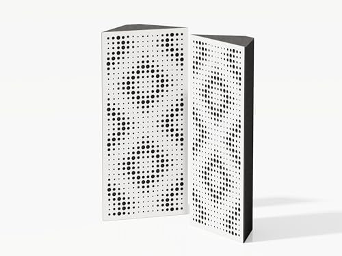 2er-Pack – Schmale akustische Eck-Bassfalle | Diffusion – Reflexion – Schalldämmung | 23 x 50 x 10 cm | Farbe perforierte Platten: [REBAT | Weiß]