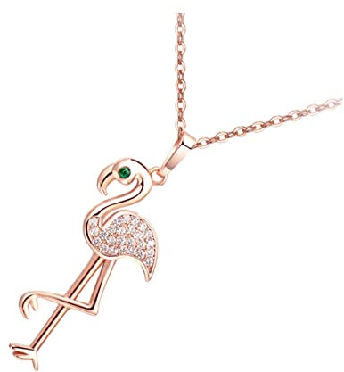 BESTYASH 1pc Flamingo Necklace Crystals Necklaces J Necklace for Women Hawaii Necklaces Rhinestone Necklace Jewelry Necklace Choker Necklace for Women Beautiful Animal Necklace